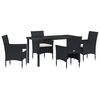 vidaXL Garten Essgruppe 5 stk. Schwarz Poly-Rattan