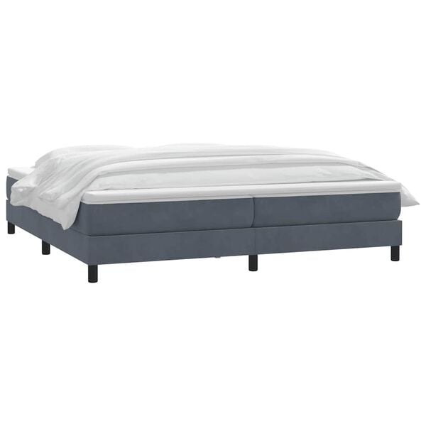 vidaXL Boxspringbett mit Matratze Dunkelgrau 180x220 cm Samt