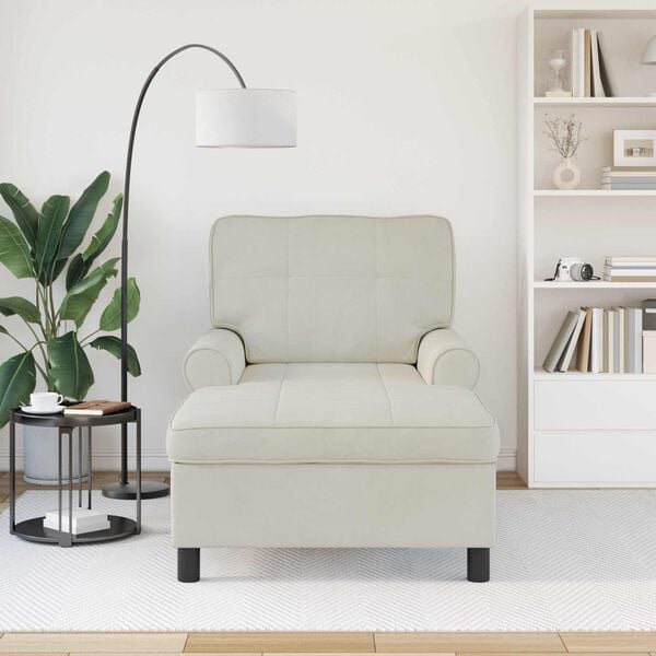 vidaXL Lounge-Liege mit Kissen Creme 91 x 157 x 91 cm Samt