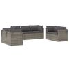 vidaXL 7-tlg. Garten-Lounge-Set mit Kissen Grau Poly Rattan