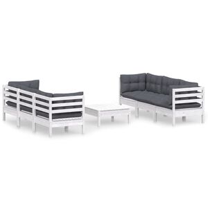vidaXL 7-tlg. Garten-Lounge-Set mit Anthrazit Kissen Kiefernholz
