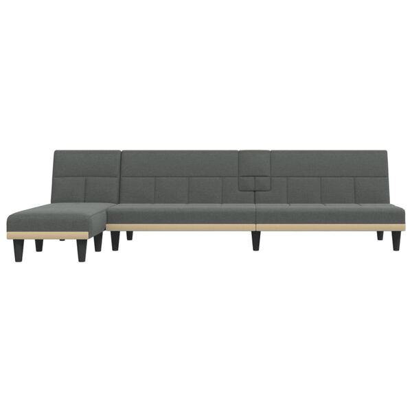 vidaXL Schlafsofa in L-Form Dunkelgrau 255x140x70 cm Stoff