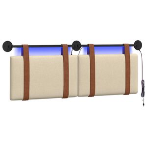 vidaXL H&auml;ngendes Kopfteil Mit LED Licht Creme Antikes PU