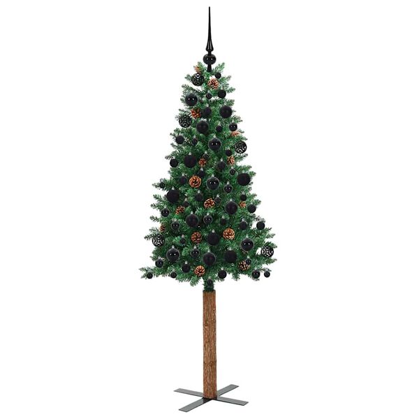 vidaXL Schlanker Weihnachtsbaum mit 300 LEDs mit St&auml;nder Gr&uuml;n 180 cm
