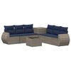 vidaXL Sofa Set 8 stk. Grau und Marineblau Polyrattan und Stahl