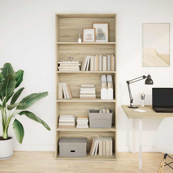 vidaXL B&uuml;cherregal Sonoma-Eiche 80x30x189 cm Holzwerkstoff