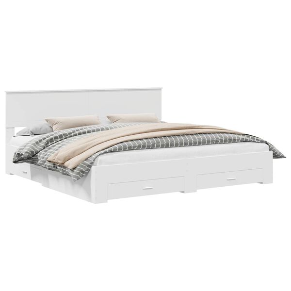 vidaXL Bettrahmen mit Kopfteil Wei&szlig; 200 x 200 cm Holzwerkstoff