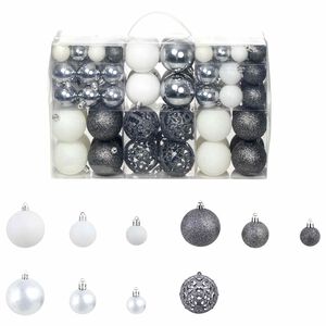 vidaXL 100-tlg. Weihnachtskugel-Set 3/4/6 cm Wei&szlig;/Grau