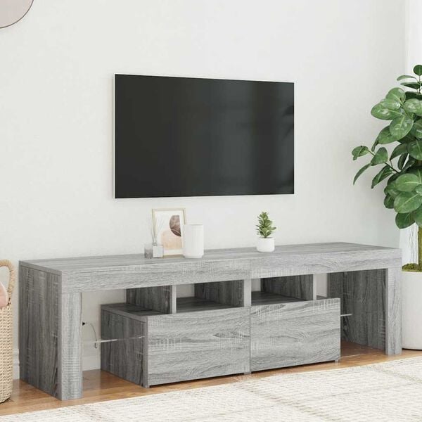 vidaXL TV-Schrank mit LED-Leuchten Grau Sonoma 140x36,5x40 cm