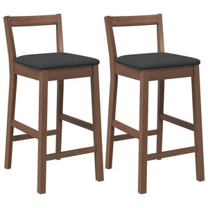 vidaXL Barhocker mit Kissen 2 Stk. Braun Massivholz Gummibaum