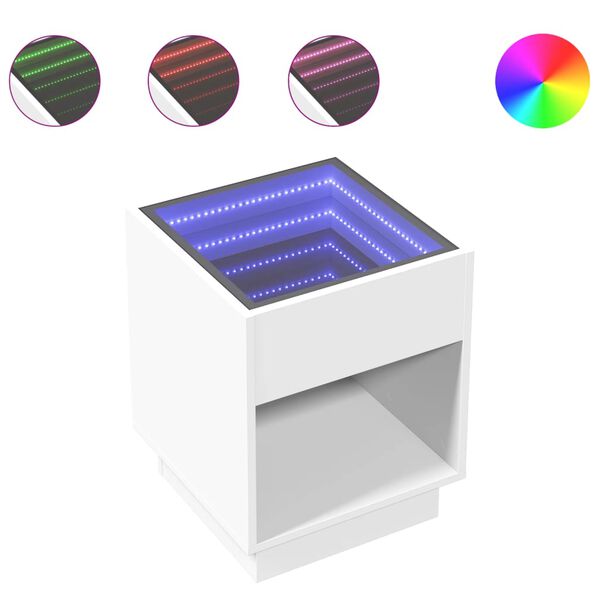 vidaXL Couchtisch mit Infinity-LED Wei&szlig; 40x40x50 cm