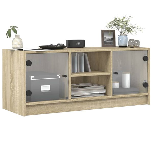 vidaXL TV-Schrank mit Glast&uuml;ren Sonoma-Eiche 102x37x42 cm