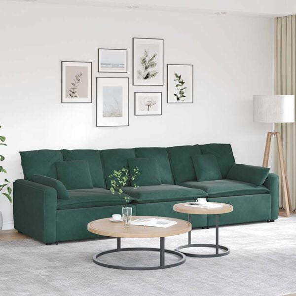 vidaXL Modulares Sofa mit Kissen Dunkelgr&uuml;n