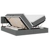 vidaXL Bett mit LED-Lichtleisten Dunkelgrau 200 x 200 cm Stoff