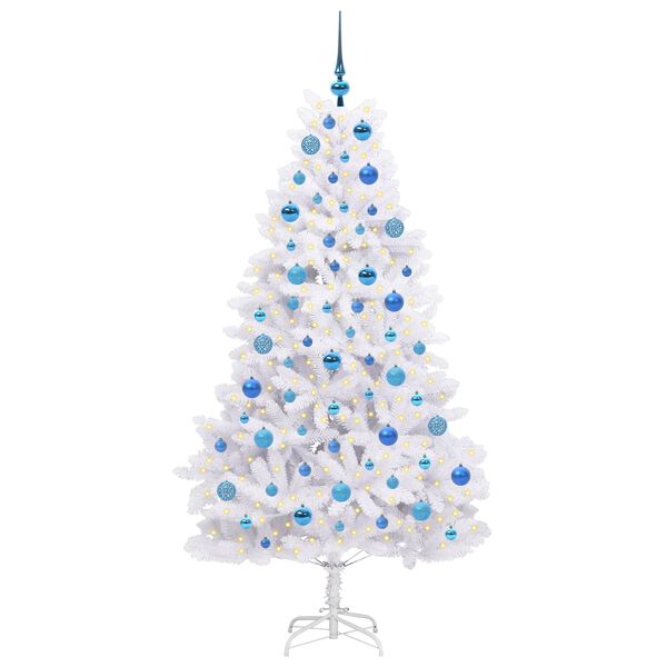 vidaXL K&uuml;nstlicher klappbarer Weihnachtsbaum Wei&szlig; 180 cm PVC und Stahl