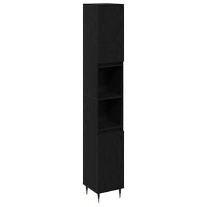 vidaXL Badezimmerschrank Schwarz Eichen-Optik 30 x 30 x 190 cm