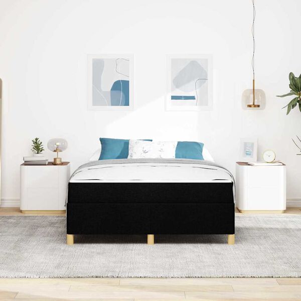 vidaXL Bettrahmen mit Matratze Schwarz 140 x 190 cm Stoff