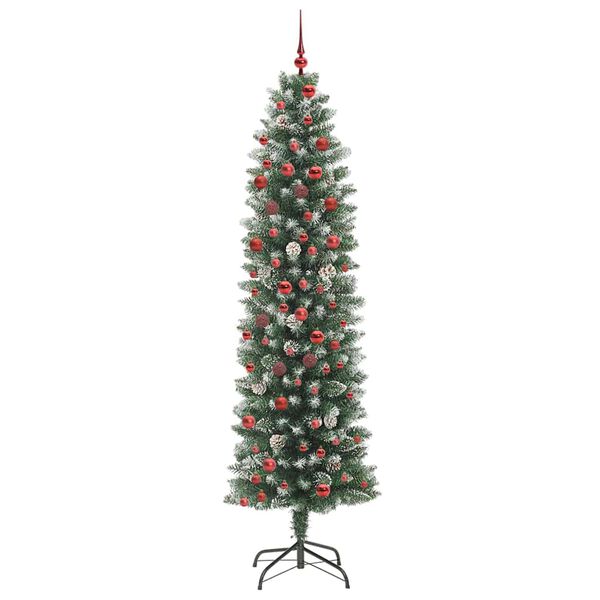 vidaXL K&uuml;nstlicher schlanker Weihnachtsbaum Gr&uuml;n und Wei&szlig; 210 cm