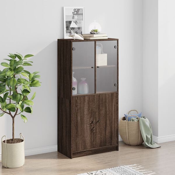 vidaXL Highboard mit T&uuml;ren Braun Eiche-Optik 68x37x142cm Holzwerkstoff