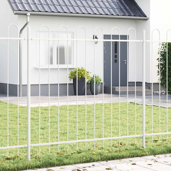 vidaXL Gartenzaun 2 pcs Wei&szlig; 3,4 x 1,2 m Pulverbeschichteter Stahl