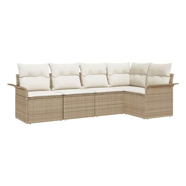 vidaXL Gartensofa-set mit Speicher 5 pcs Beige Poly-Rattan