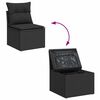vidaXL Garten-Sofa-Set mit Kissen 7 pcs Schwarz Poly-Rattan
