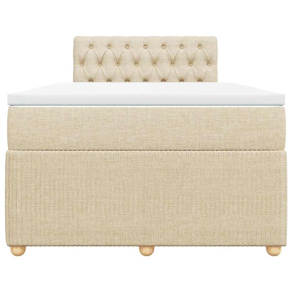 vidaXL Boxspringbett mit Matratze Creme 120x200 cm Stoff