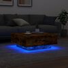 vidaXL Couchtisch mit LED-Leuchten R&auml;uchereiche 80x80x31 cm