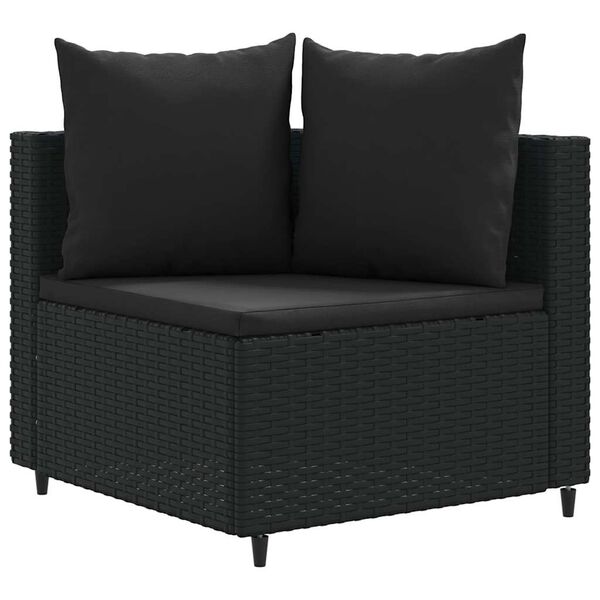 vidaXL 4-tlg. Garten-Sofagarnitur mit Kissen Schwarz Poly Rattan