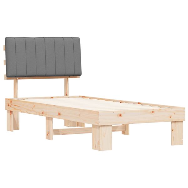 vidaXL Bettgestell mit gepolstertem Kopfteil Hellgrau 90 x 190 cm