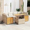 vidaXL 7-tlg. Garten-Sofagarnitur mit Kissen Beige Poly Rattan Akazie