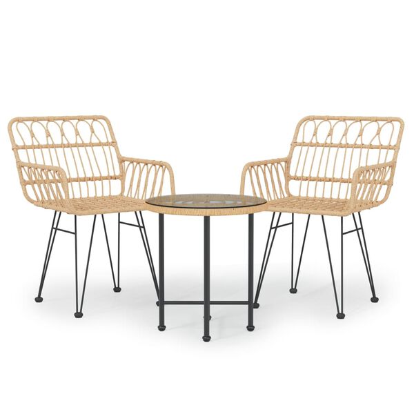 vidaXL 3-tlg. Garten-Essgruppe Poly Rattan