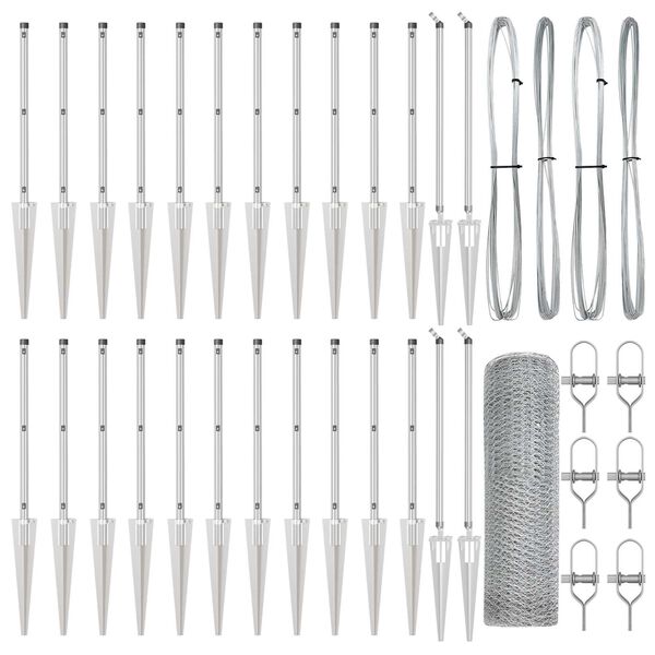 vidaXL Zaunpfosten Silber 50 x 0,5 m (13 mm Masche) Stahl