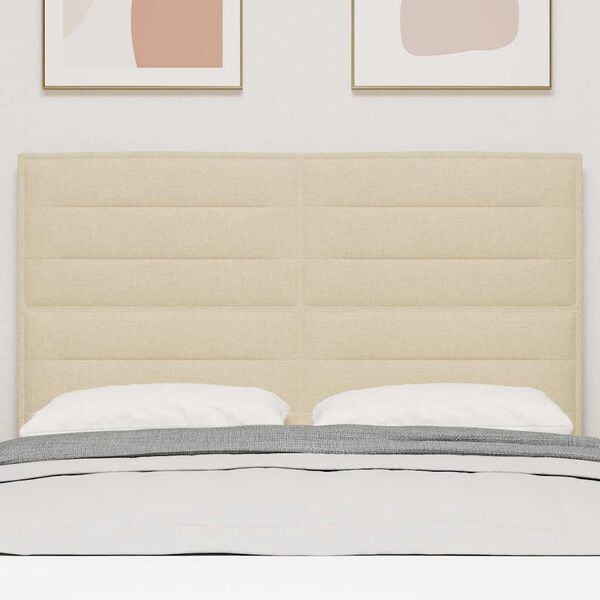 vidaXL LED Kopfteil mit LED-Lichtleisten Creme 144 cm Polyester