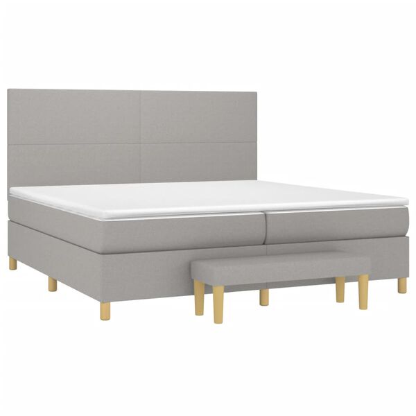 vidaXL Boxspringbett mit Matratze Hellgrau 200x200 cm Stoff