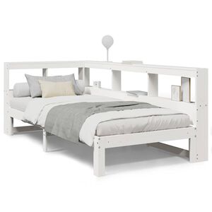 vidaXL Massivholzbett mit Regal ohne Matratze Wei&szlig; 75x190 cm Kiefer