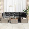 vidaXL Garten-Sofa-Set mit Kissen 7 pcs Grau Poly Rattan