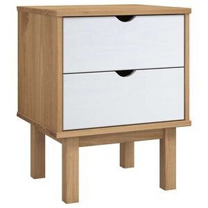 vidaXL Nachttisch OTTA Braun & Wei&szlig; 45x39x57 cm Massivholz Kiefer