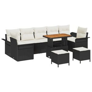 vidaXL Garten-Sofa-Set 10 pcs Schwarz Poly-Rattan