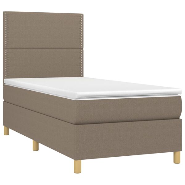 vidaXL Boxspringbett mit Matratze Taupe 90x200 cm Stoff