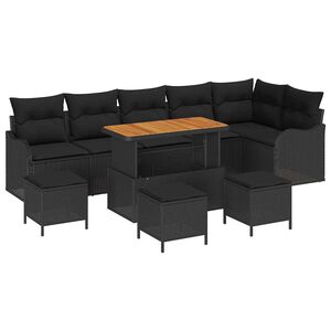 vidaXL Garten-Sofa-Set 10 Stk. 9-Sitzanzahl Schwarz