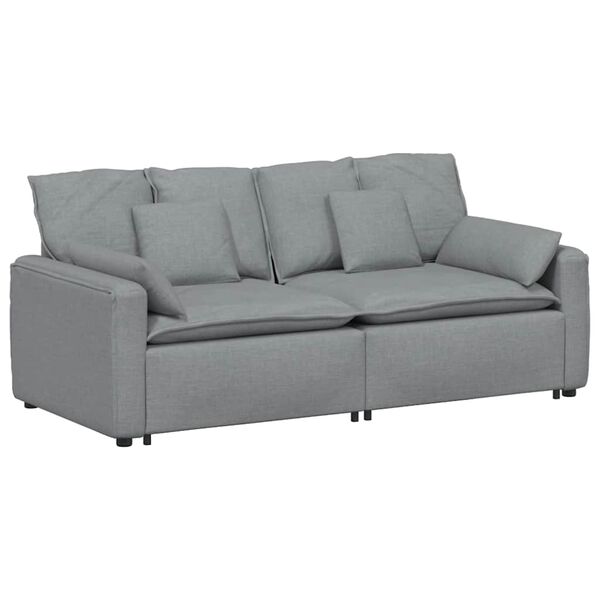 vidaXL Modulares Sofa mit Kissen Hellgrau