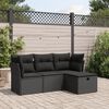 vidaXL 4-tlg. Garten-Sofagarnitur mit Kissen Schwarz Poly Rattan