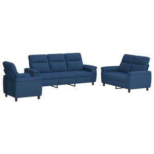 vidaXL Sofa-Set 3 pcs Blau Stoff