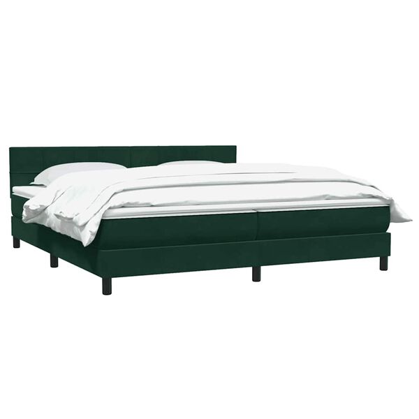 vidaXL Boxspringbett mit Matratze Dunkelgr&uuml;n 180x220 cm Samt