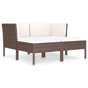 vidaXL 4-tlg. Garten-Lounge-Set mit Auflagen Poly Rattan Braun