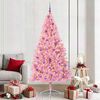 vidaXL Künstlicher vorbeleuchteter Weihnachtsbaum Rosa 210 cm PVC