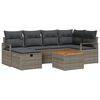 vidaXL Garten-Sofa-Set mit Kissen mit Speicher 7 pcs Grau Poly Rattan