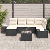 vidaXL Garten-Sofa-Set mit Kissen 6 pcs Schwarz und Creme Poly-Rattan