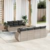 vidaXL 8-tlg. Garten-Sofagarnitur mit Kissen Hellgrau Poly Rattan
